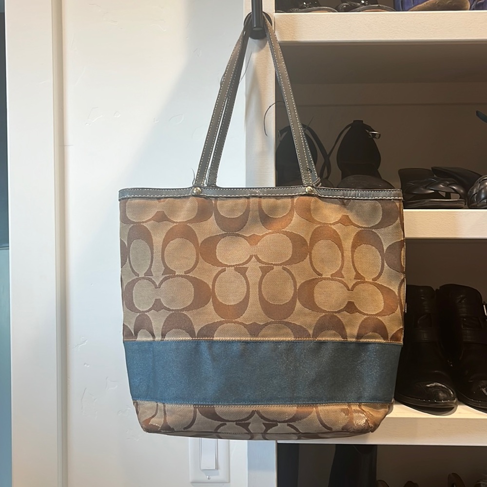 Authentic COACH bag tote blue navy